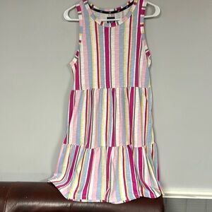Gap Multicolor Striped Sleeveless Tiered Dress, Cotton Blend  Size M NWOT